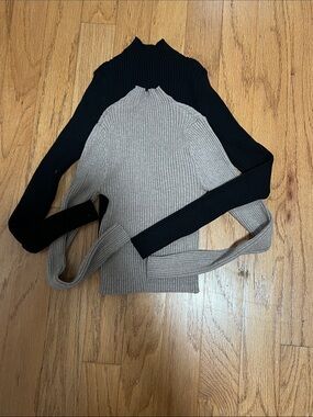 SHEIN Ribbed Cowl & Turtleneck Sweaters - Black and Gray